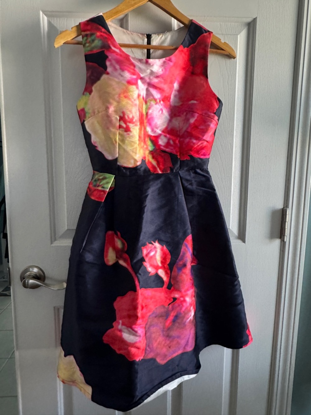 SHEIN Navy Midi Dress with Pink and Yellow Floral Print - Picture 3 of 3